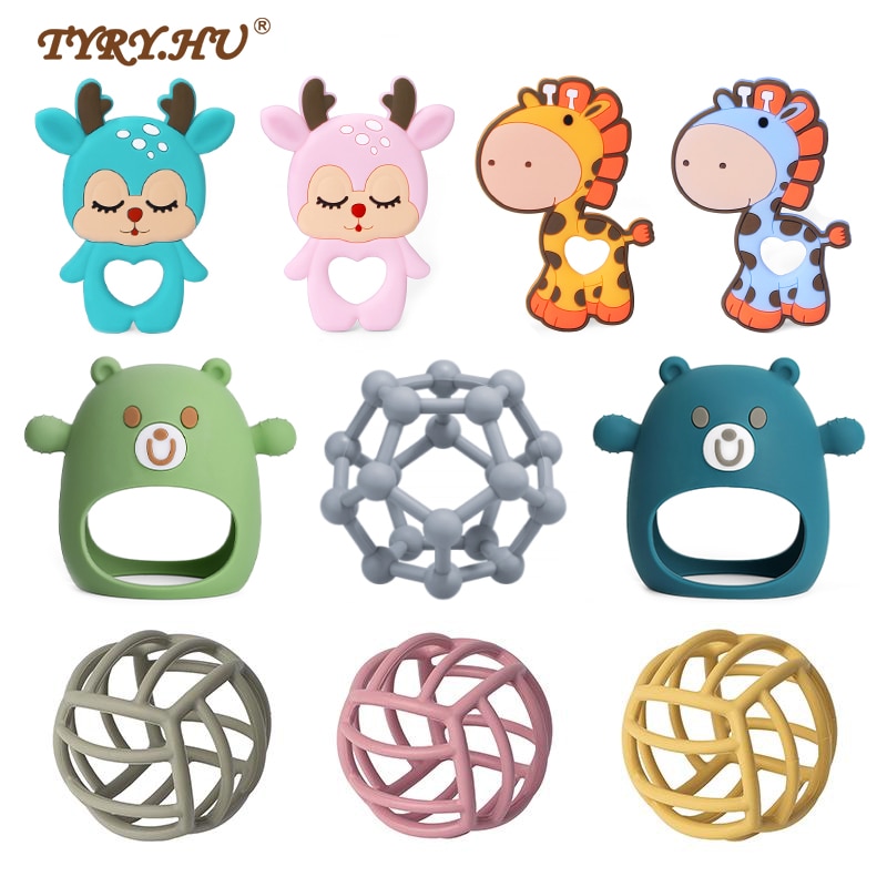 1PC Silicone Teether Baby Rudder Shape Wooden Teether Ring Kid Gift Food Grade BPA Free Silicone Children Goods Kid Teething Toy