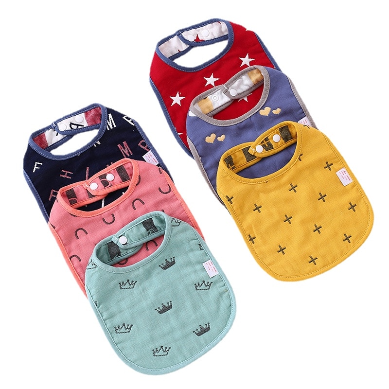 Baby Bibs 6 Layers Gauze Muslin Baby Kids Bandana Feeding Burp Cloth Soft Newborn Infant Saliva Towel Baby Girl Boy Accessories