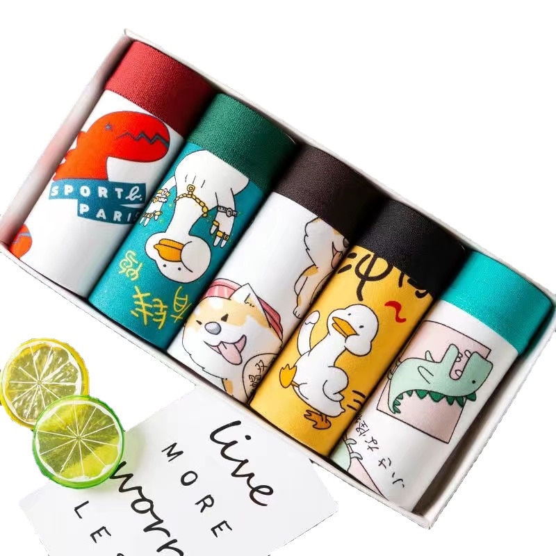 3/5pcs Men Boxer Sexy Underwear Man Funny Cartoon Anime Panties Ice Silk Men Underwear Comfortable Breathable Soft Underpants