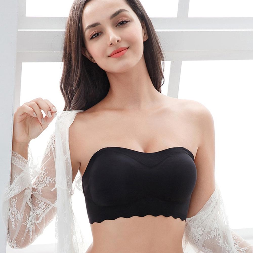 Summer Women's Ice Silk Tube Top Strapless Tube Top Breathable Invisible Bra Vest Soft and Removable Padded Underwear