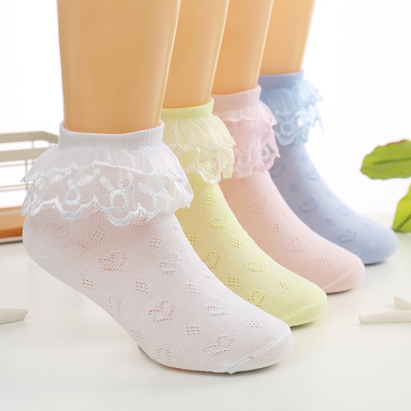 Children's Socks Solid Lace Mesh Princess Socks For Girl Cotton Mesh Summer Elastic Socks For 1-11 years Child Kids