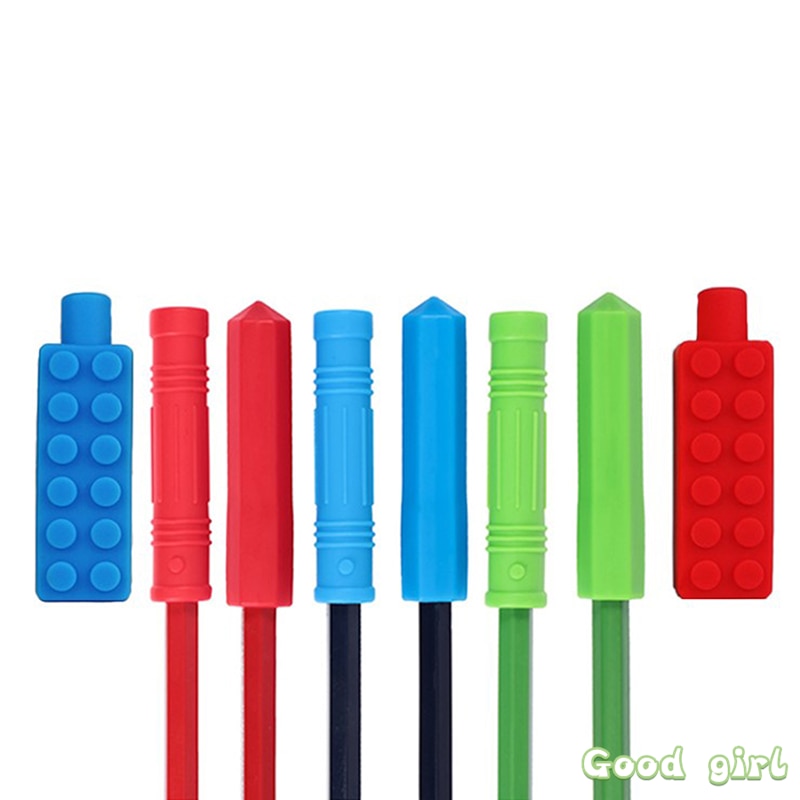 1Pcs Chewable Pencil Topper Bite Silicone Teether Pencil Cap Sensory Toys For Kids Children Autism ADHD Chewing Teether