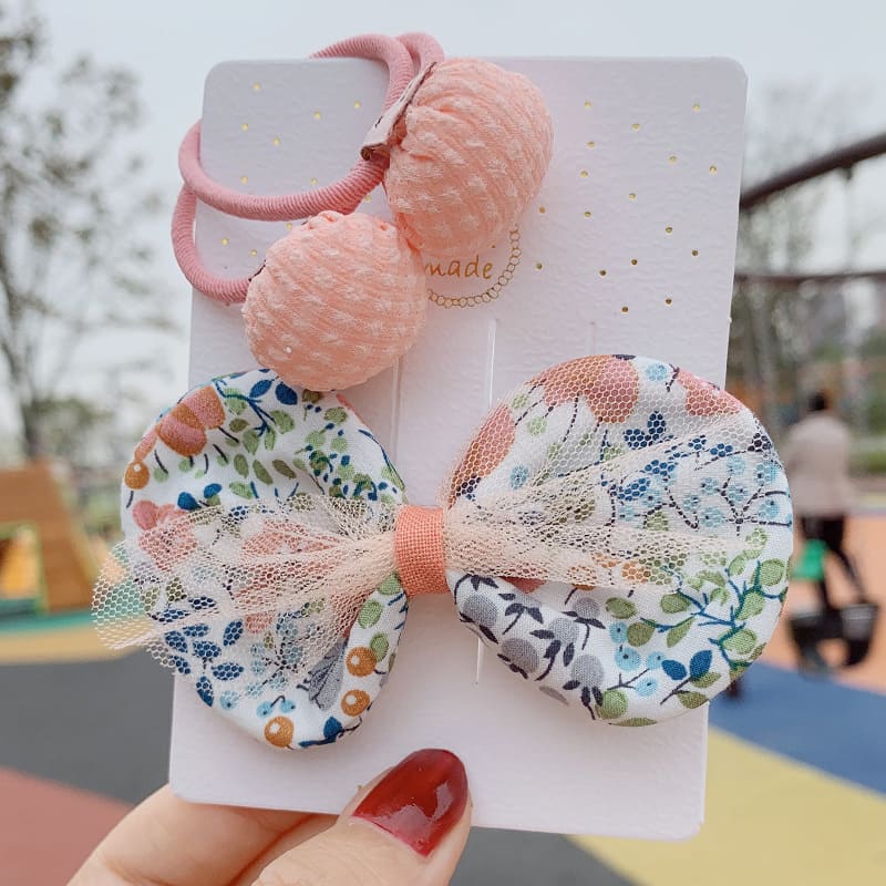 2Pcs/Set Princess Baby Girls Hair Clips Flower Print Lace Baby Hair Band Kids Headwear Children Hair Accessories