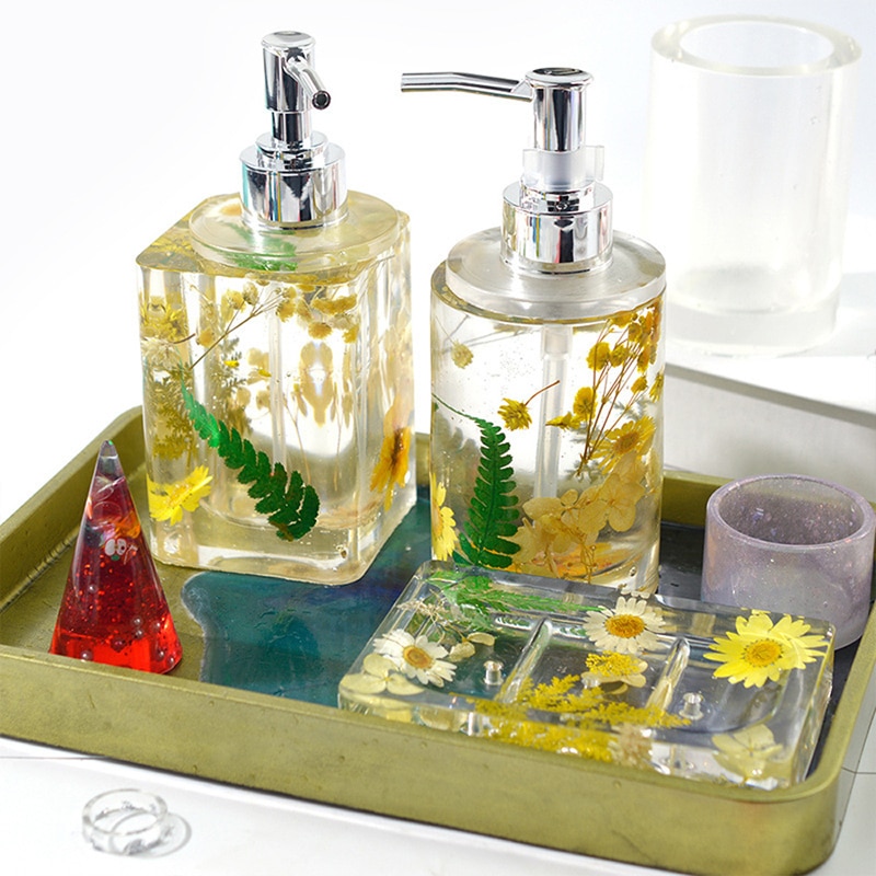 DIY Crystal Epoxy Resin Mold Perfume Bottle Mold Soap Dish Mold for Resin Art Sub-bottling Spray Silicone Mold Home Decoration