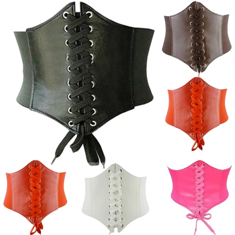 Women Vintage Gothic Steampunk Corset Top Body Shaper Buckle Wide Waistband Waist Belt Underbust Corset Belt Accessories Body
