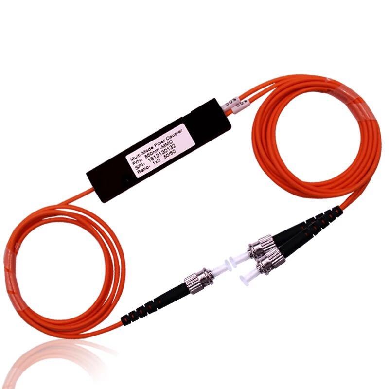 ST/UPC 1X2 FBT Coupler Multimode Fiber Optic Splitter 850/1300nm 62.5/125 MM 50/50 Coupling Ratio Free Shipping