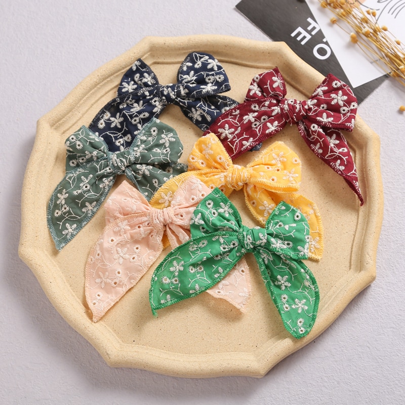 Baby Girl Hair Clips Butterfly Bow Hairpins For Children Princess Accesories Infant Embroidery Barrette Toddler Hairclip 2Pcs