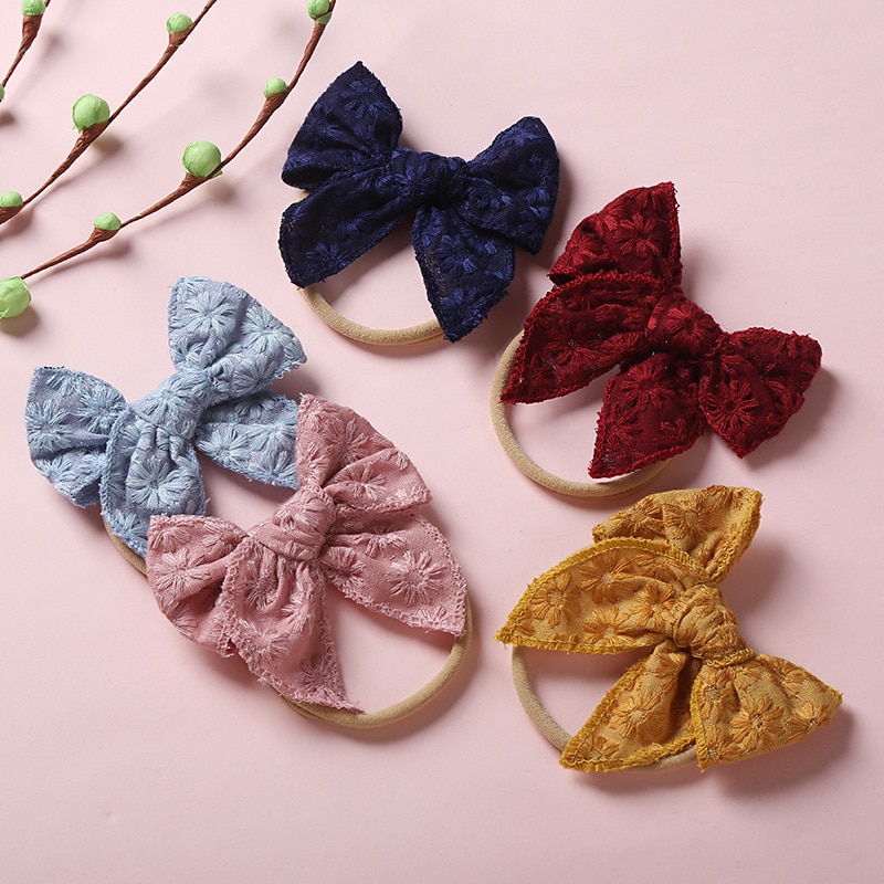 Baby Bows Headband For Girls Princess Hair Accessories Webbing Kids Elastic Hairband Toddler Candy Color Head Bands Soft Bandage