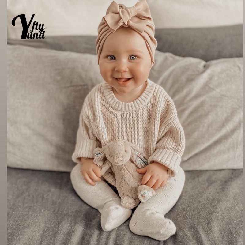 Yundfly Soft Skin-friendly Cotton Newborn Indian Hat Solid Color Dovetail Bows Infant Cap Children Headwear Baby Accessories