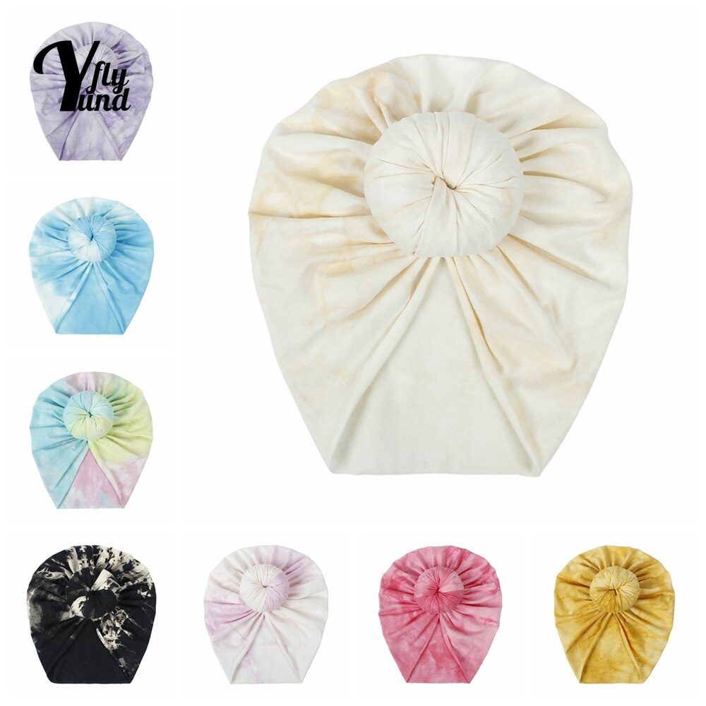 Yundfly 18*20 CM Soft Comfortable Cotton Infant Indian Hat Fashion Tie-dyed Donut Newborn Cap Kids Accessories Photography Props