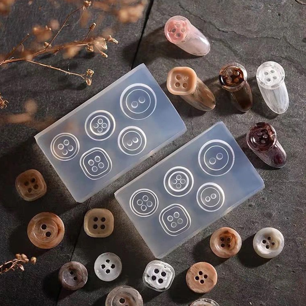 Crystal Epoxy Resin Mold Button Buckle Casting Silicone Mould DIY Crafts Plaster Clay Candle Casting Tools Making 06N