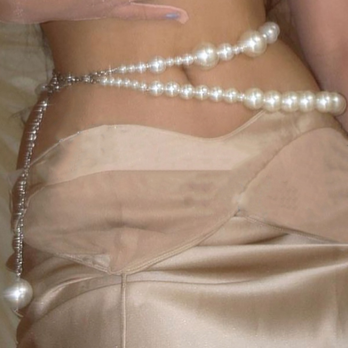 Y2K Accessories Pearl Geometric Waist Chain for Women Beads Vintage Sweet Fashion Cool Body Accessories 90s Aesthetic 2021 New