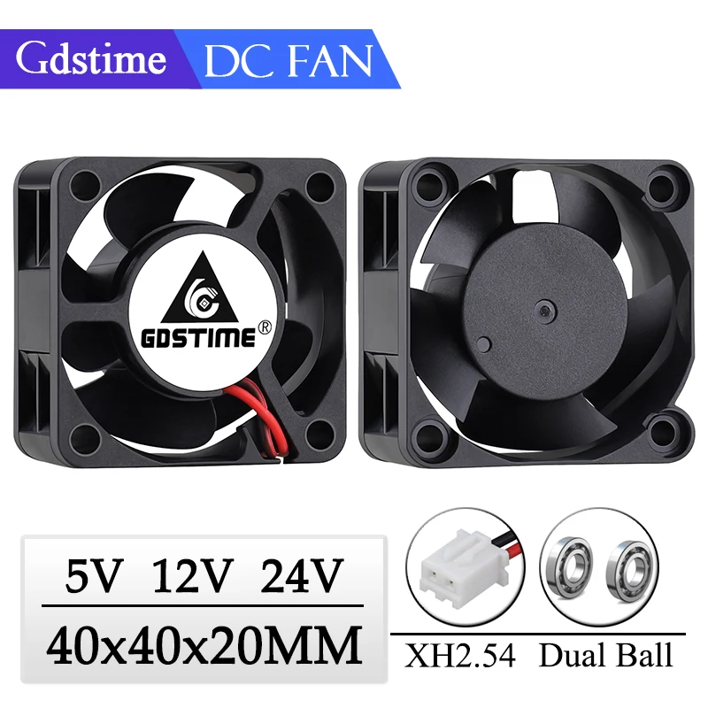 2 Pcs Gdstime 40mm 3D Printer Fan 40x40x20mm Cooler 24V 12V 5V 4020 Cooling Fan Computer Case