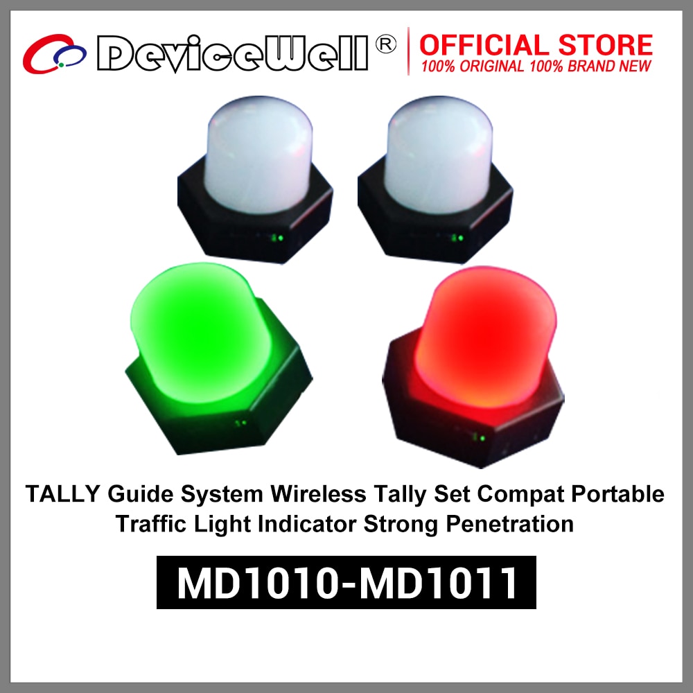 DeviceWell TALLY Guide System Wireless Tally Set Compat Portable Traffic Light Indicator Strong Penetration MD1010-MD1011