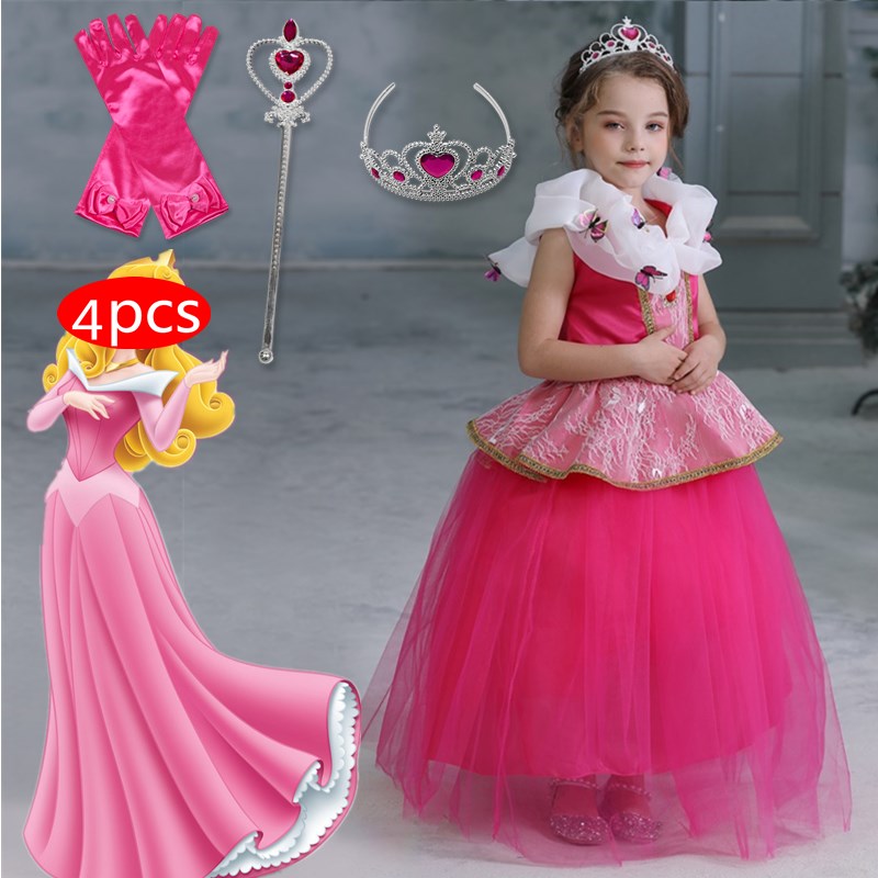 Princess Cosplay Dress Girls Dress Up Carnival Party Tutu Vestidos Chiildren Birthday Gift Halloween Costume For Kids 4 6 8 Year