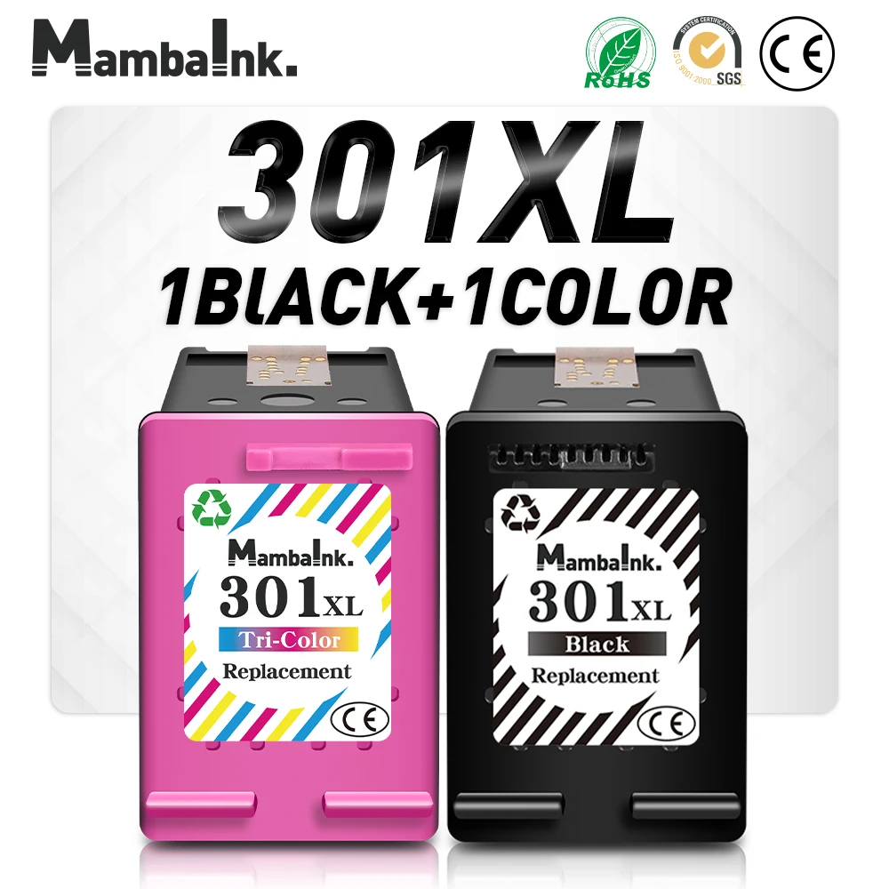 Mambaink 301XL Ink Cartridge Replacement For HP 301 XL Deskjet 1050 2050 2050s 3050 3050a 3054 for