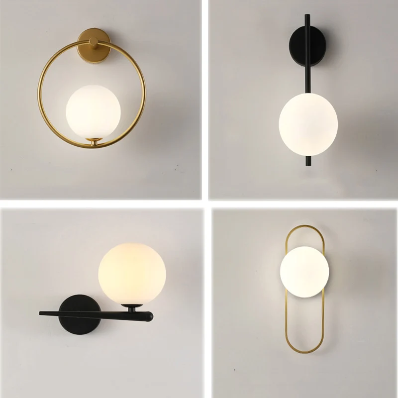 Nordic Glass Ball LED Wall Light for Living Room Interior Bedroom LED Wall Lighting Fixture with 7w