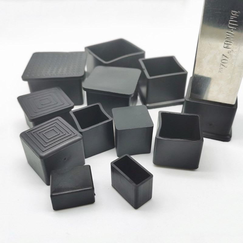 2/4/8Pcs Square Black Table Chair Feet Stick Cover Tube Pipe End Caps Anti Skid Furniture Protector 15x15~60x60mm