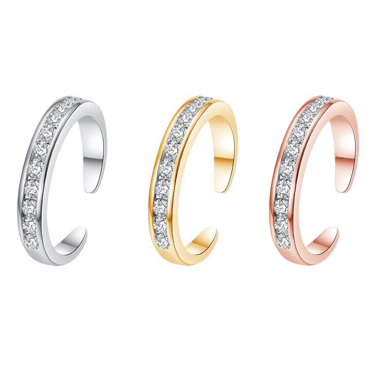 3PCS Toe Rings for Women Stainless Steel Adjustable Summer Beach Sexy Foot Ring With Diamonds Stackable Men's And Women&apo