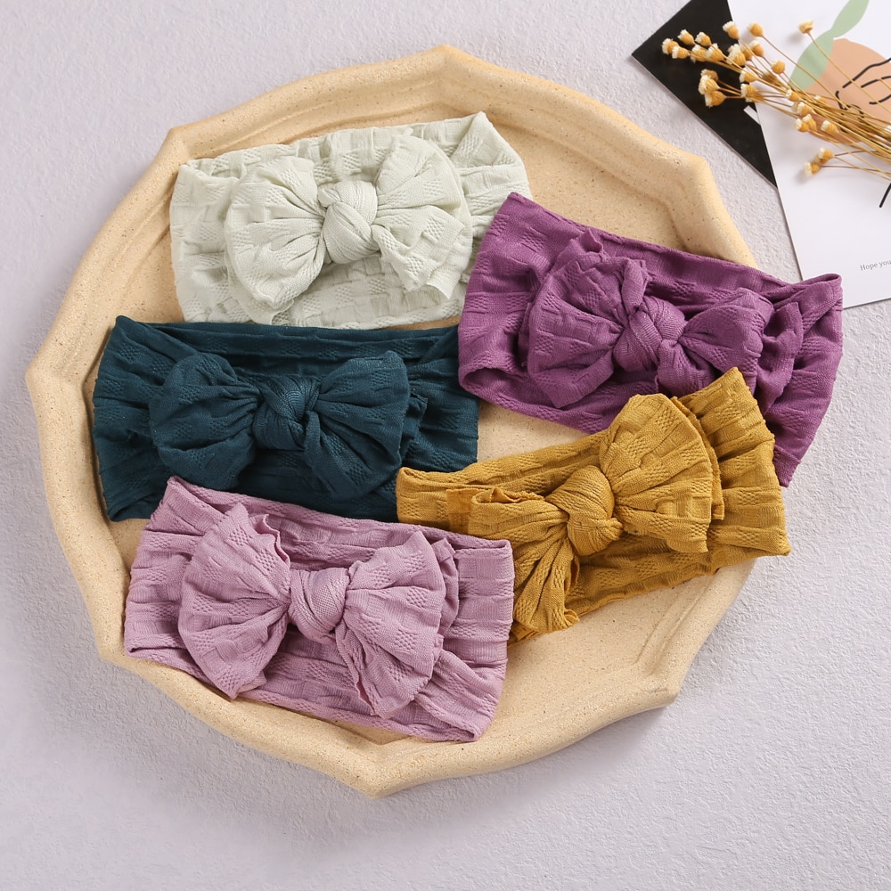 Baby Girl Nylon Headband Double Layer Bowknot Headbands Girls Kids Head Band Pleated HairBand Hair Accessories Gifts 2021 New