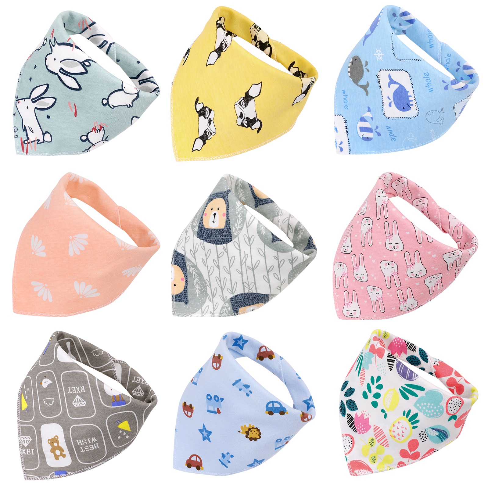 27 Styles Newborn Bibs Cotton Triangle Double Bandana Bibs Cartoon Print Saliva Towel Baby Bibs Suitable Summer Baby Accessories