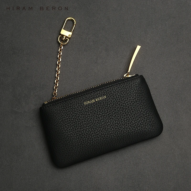 Personalized Custom Leather Key Case Keychain for Women Wallet Credit Card Holder RFID with Chain