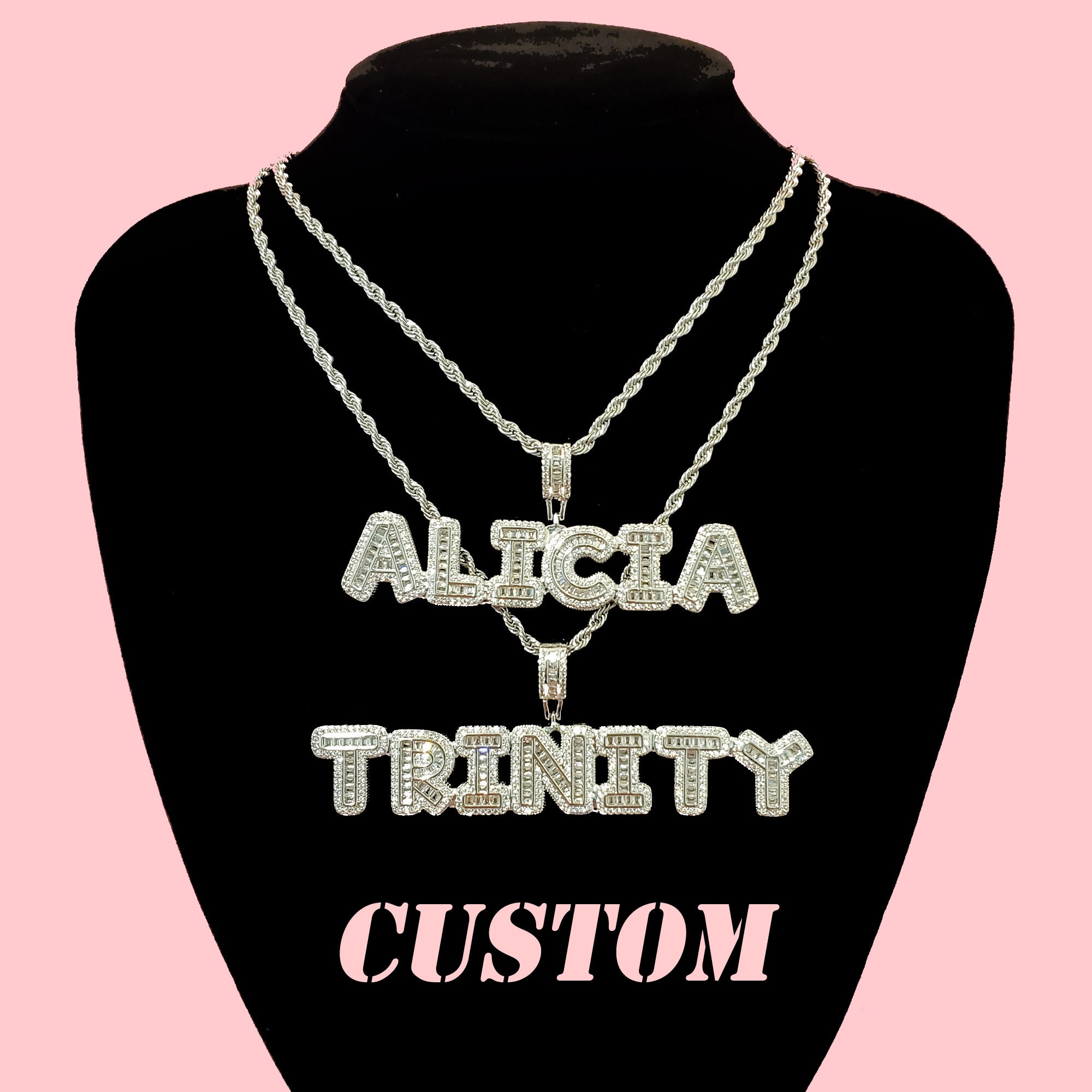 Iced Out Initials Gold Silver Icy Zirconia Custom Name necklace Personalized Combination Letters Necklace Bling Hip Hop Jewelry