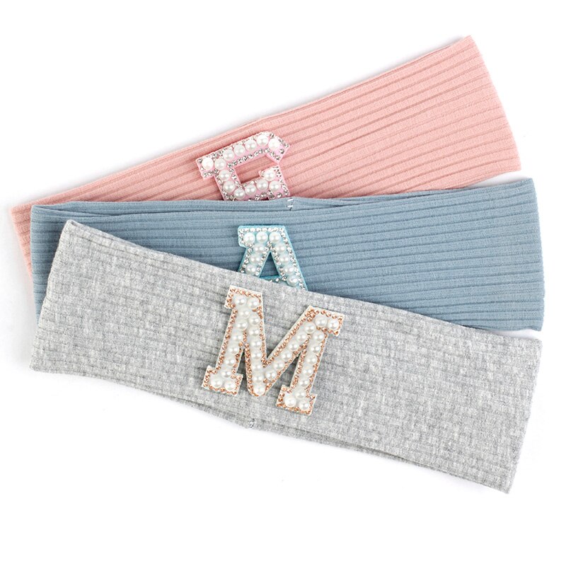 Children's Soft Solid Color New Headband With Pearl Rhinestones Newborn Casual Headwear Fashion Hairband Turban Hair Access