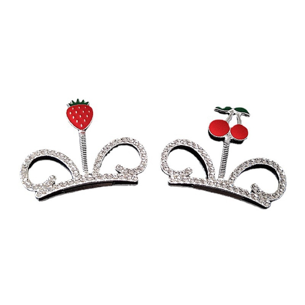 5pcs/lot Lovely Cartoon Fruits Crown Button Shining Rhinestones Alloy Buckle Jewelry Hair Accessories Embellishment Photo Props