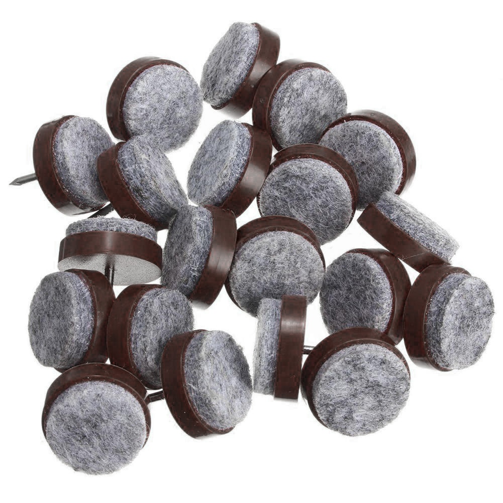 20pcs Felt Feet Pad Skid Glide Furniture Nail Protector Floor Table Chair Leg Steel Nail Brown For Cabinet Table Chair Legs