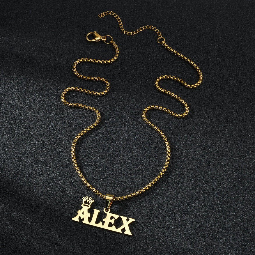 Personalized Big Name Crown Necklaces Custom Letters Numbers Charm For Men Women Stainless Steel Hip Hop Jewelry Birthday Gifts