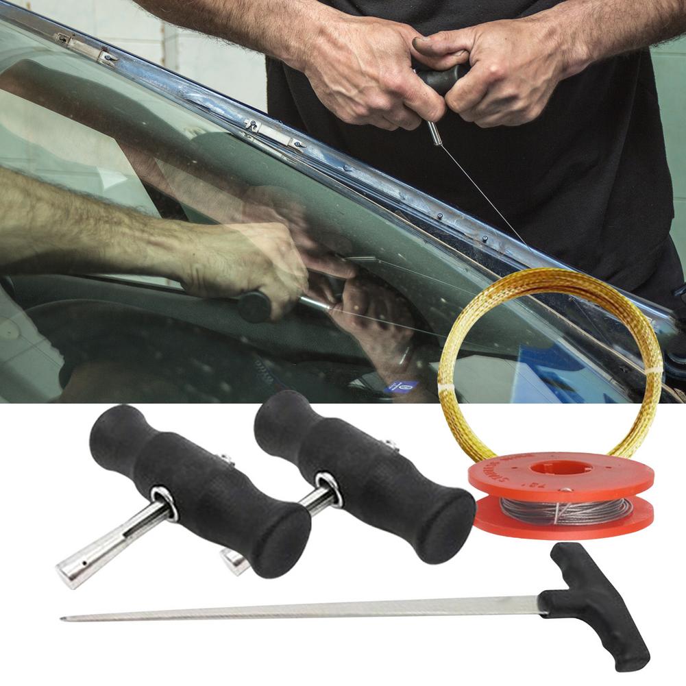 5pcs/set Car Windshield Removal Tool Windscreen Window Glass Cutting Wire + Handles Kit