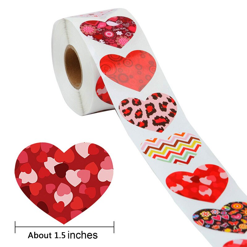500Pcs Love Heart Shape Label Sticker Scrapbooking Gift Package Seal Birthday Party Wedding Supply Stationery Sticker Decoration