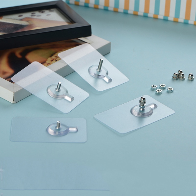 10pcs/set Invisible Strong Non-Marking Screw Stickers Hooks Seamless Sticky Wall Hook Bathroom Kitchen Utensils Hook