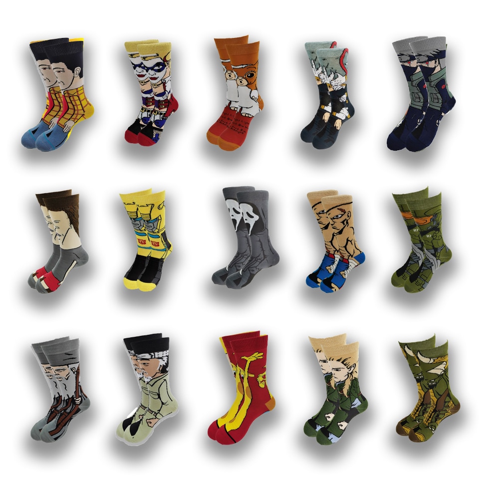 Cartoon and Animation fFashion Trend Men and Women Socks Autumn and Winter Street Style Middle Tub