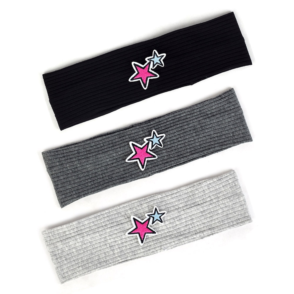 Child Headband Soft Solid Color Girls Kids Headwear Star Print Elastic Hairband Boys Ribbed Cute Baby Hair Accessories Headwrap