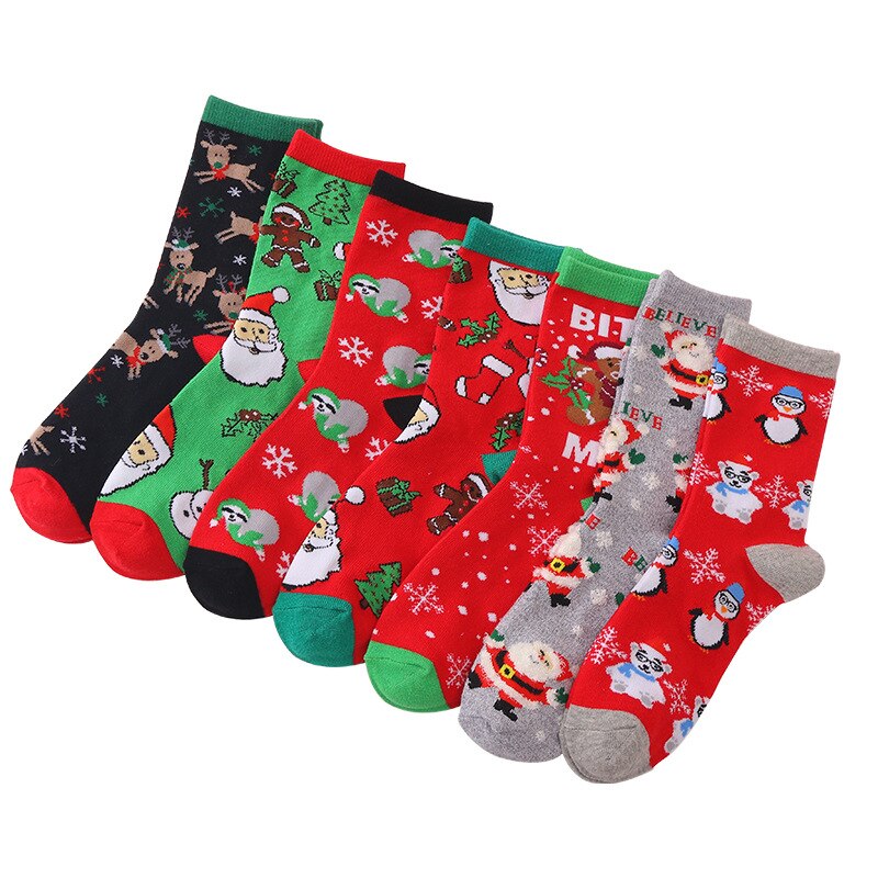 Christmas Socks Women Funny Santa Claus Christmas Tree Snow Elk Cotton Socks Men New Year Christmas ornaments Socks for Girls