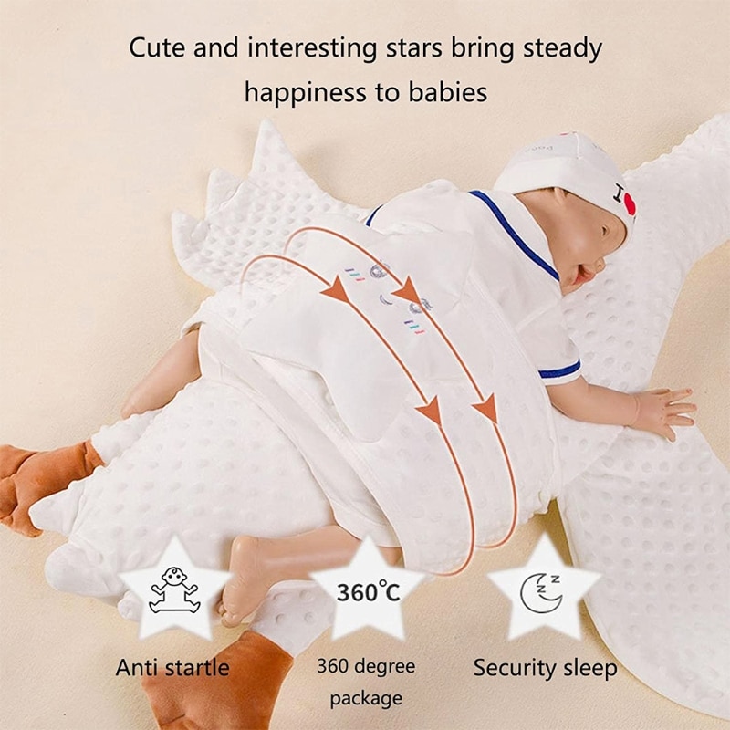 Big White Goose Stuffed Animal Plush Toy Newborn Comfort Soothing Pillow Baby Sleeping Artifact Gifts for Boys Girls Children