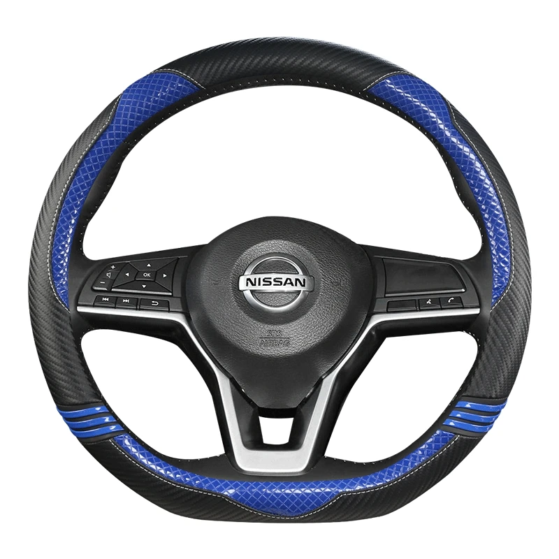 D Shape Car Steering Wheel Cover Leather For Nissan Rogue X-trail Kicks Rogue Sport Hybrid 2017 -