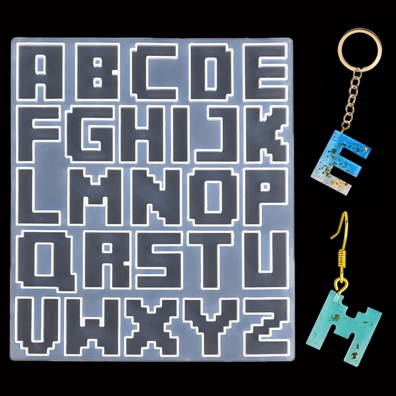 Mosaic Letter Silicone Mold DIY Crystal Epoxy Resin Mold Keychain Pendant Bracelet Earrings Jewelry Making Tools