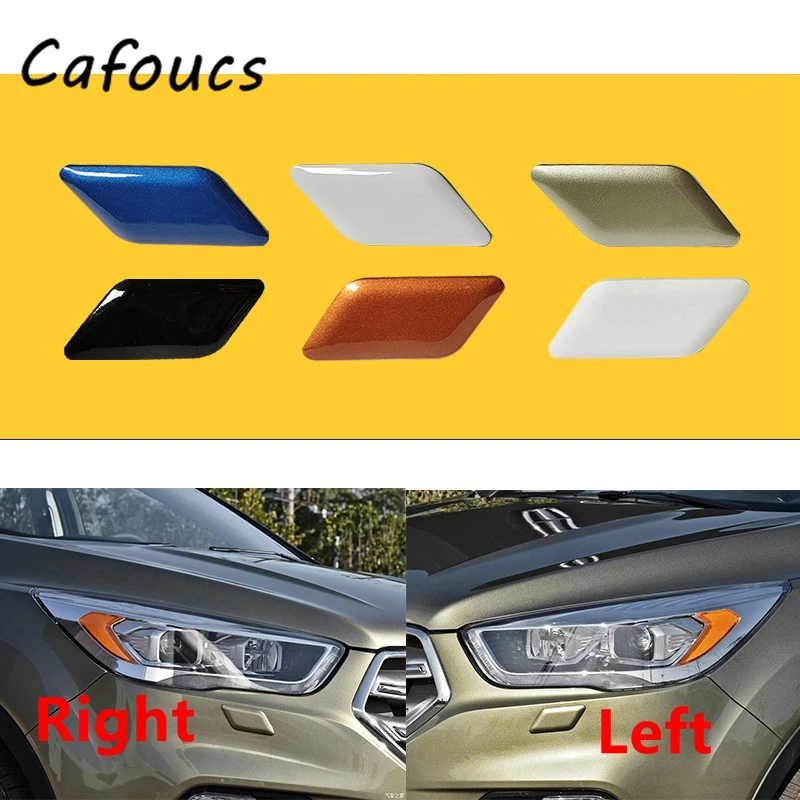 Cafoucs Car Front Headlamp Headlight Washer Spray Nozzle Cover Cap For Ford Kuga 2017 2018 2019