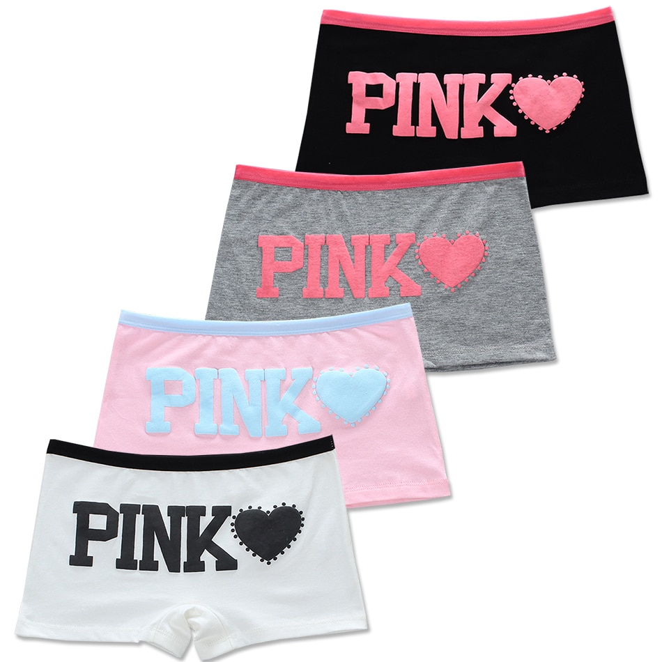 4 Pcs/Lot Cotton Pink Soft Underpants Puberty Adolescent Panties Young Pants Kid Panty Teen Girl's Underwear for 8-16 Years