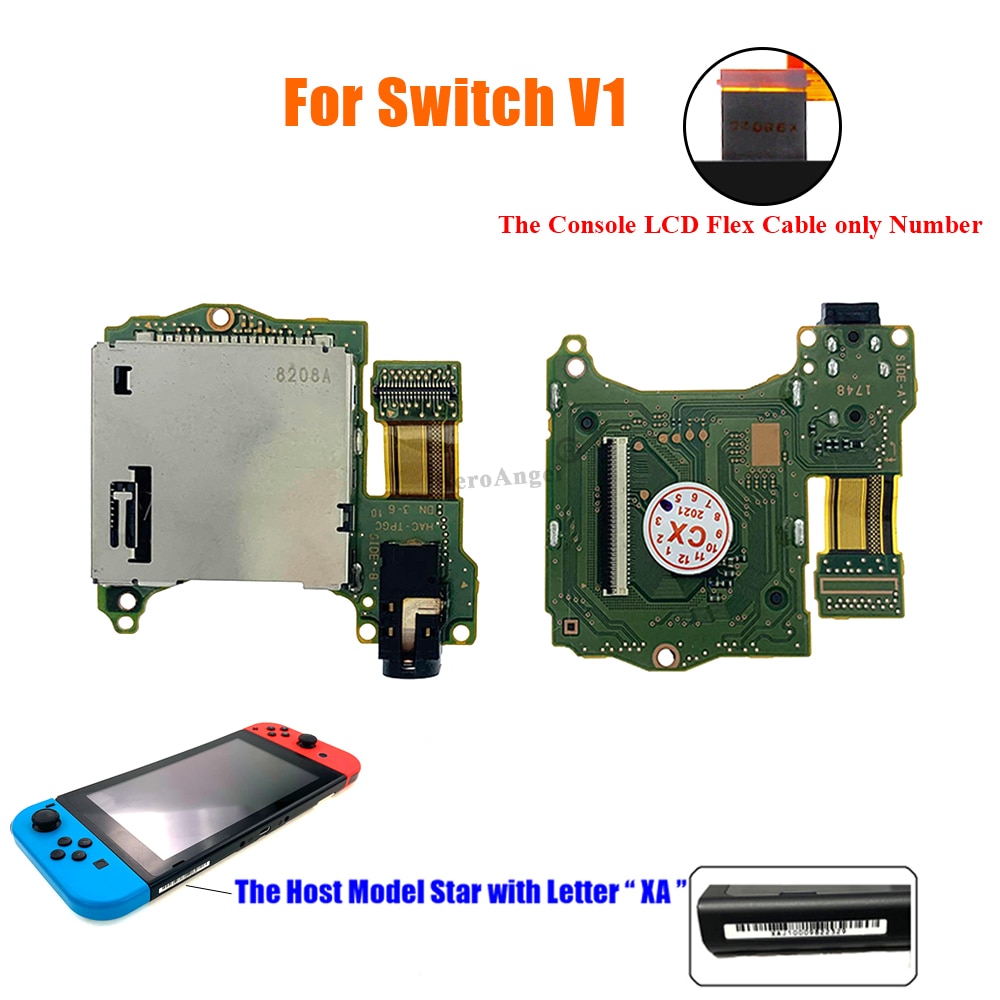 Original Replacement Game Card Slot Socket Reader Board with Headphone Headset Jack Port for Nintend Switch V1 V2 New Console