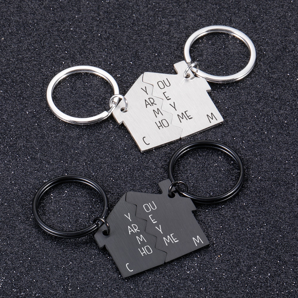 2 PCS Personalized Key chain for Couple Keychain Gifts for Husband Wife Boyfriend Girlfriend Valentines Day keychain charms