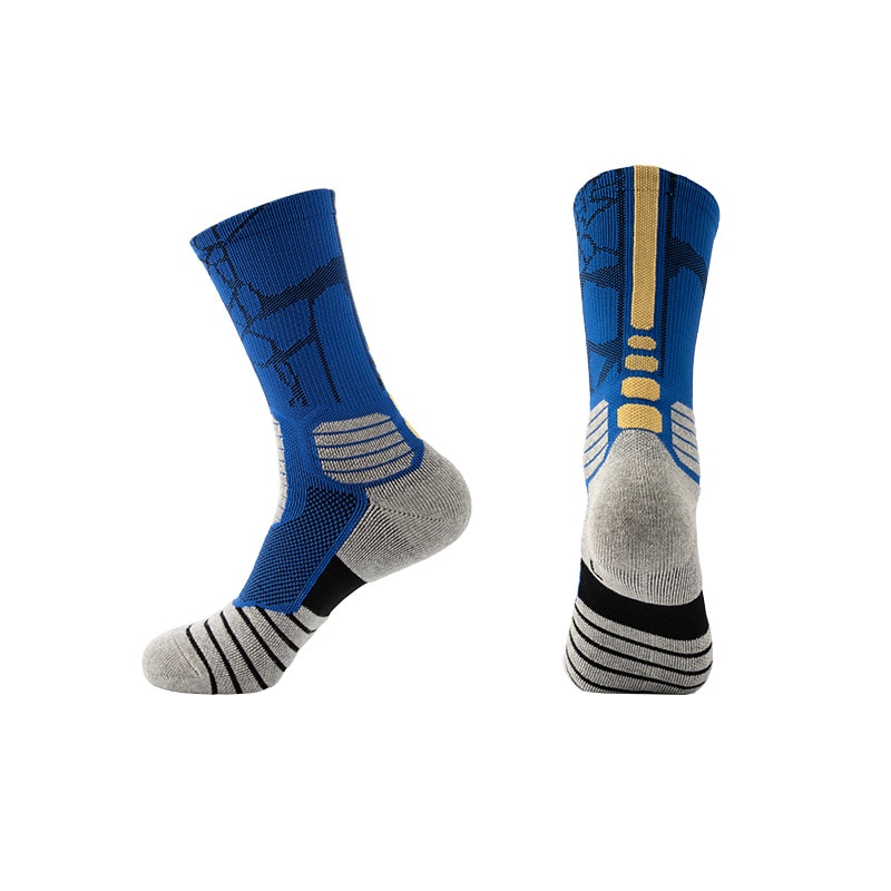 Basketball Socks Man Breathable Sports Socks Patchwork Compression Function Running Fitness Pile Sole Elastic Middle Tube Socks