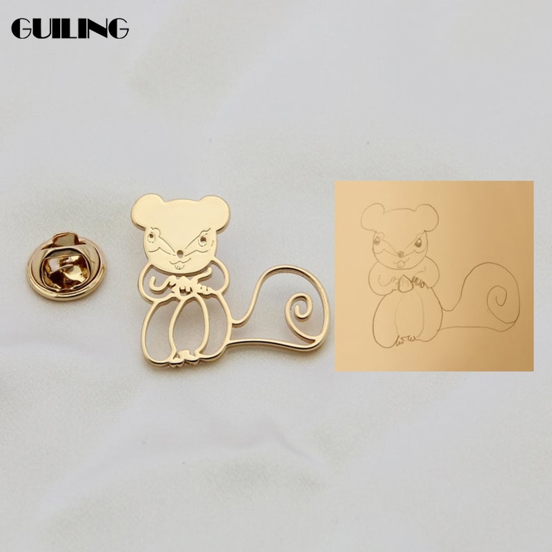 Dainty Personalized Kids Painting Logo Image Custom Brooch Lapel Pins Stainless Steel Collar Pin Gift Badges Jewelry for Clothes