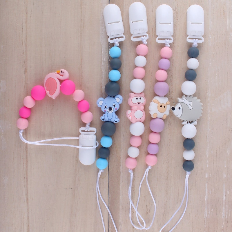 Cartoon Silicone Pendant Beaded Pacifier Clip Chains Feeding Clip Soother Chain baby Pacifier Accessories