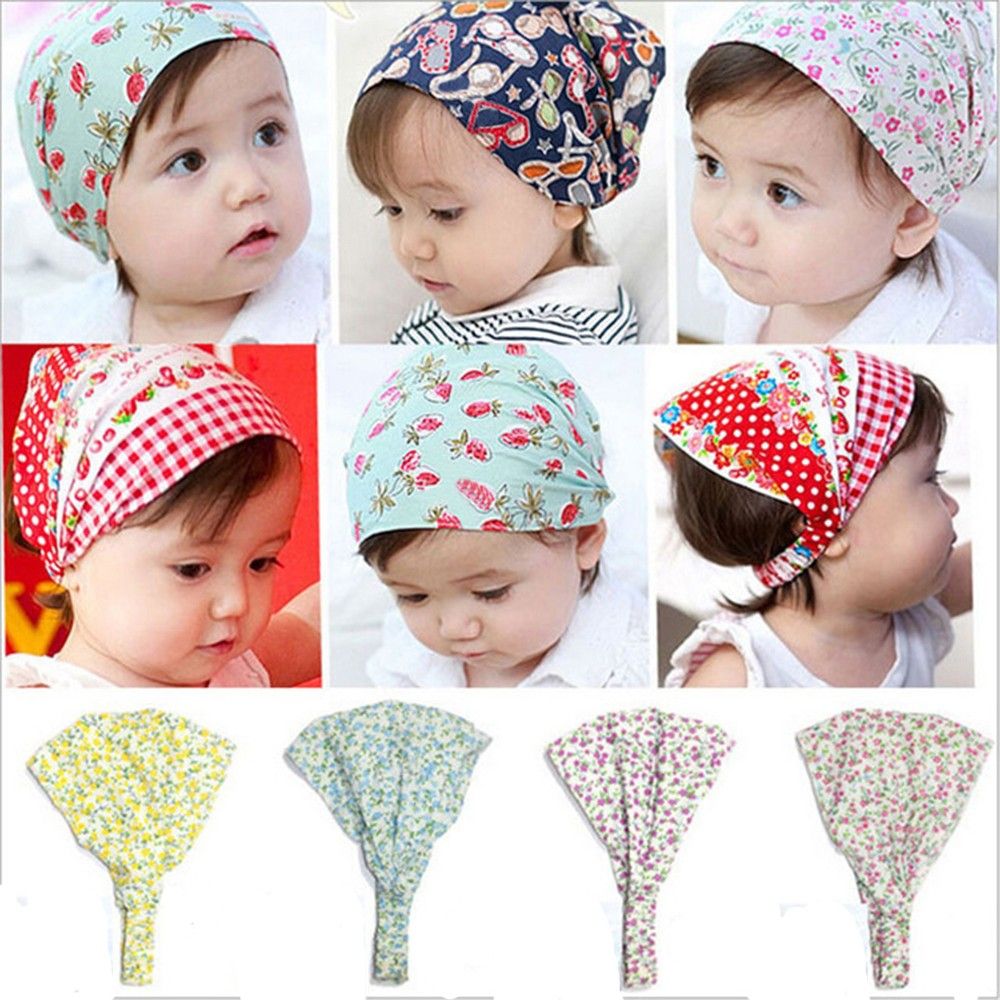New Baby Toddler Bandana Hats Kid Newborn Flower Headband Head Scarf Headwear 5 Colors for Child Girls Hair Wear Accessories