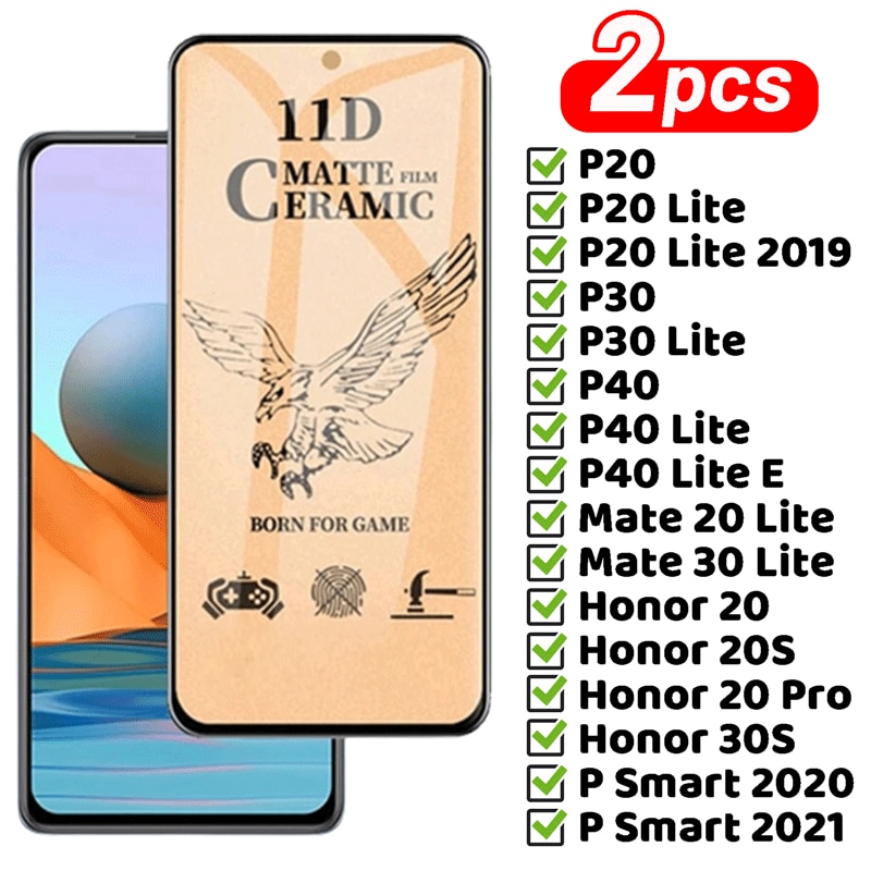 Matte Screen Protectors for HUAWEI P40 P30 P20 Mate 20 30 Lite Full Cover Protective Soft Ceramic Films for Honoe 20 30S P Smart