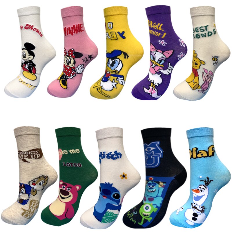 Disney korean style Funny Women socks Cartoon Animal Mickey Donald women socks cute Harajuku Cassual Cotton Girl sock Size 35-42